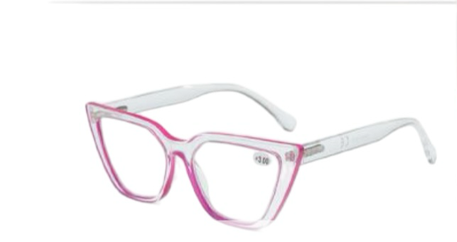 Reading glasses transparent and pink fuxia